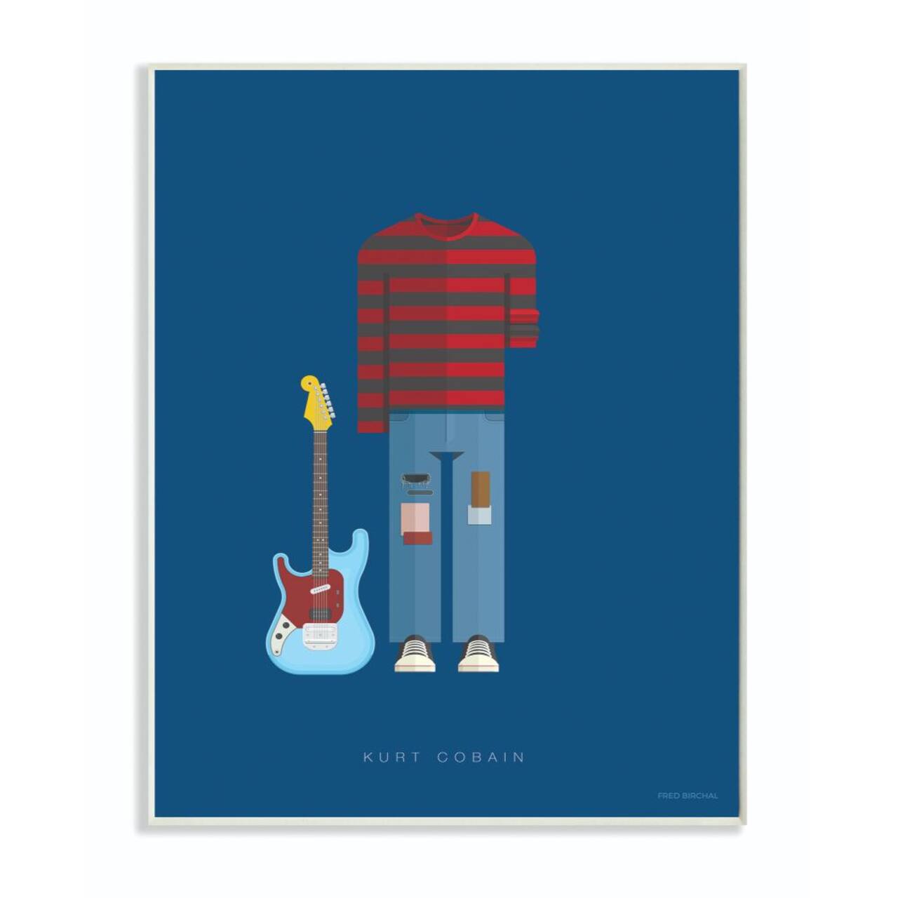 Stupell Industries Kurt Cobain Minimalist Illustration Wooden Wall Plaque